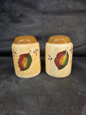 Asia Master Group Fall Harvest Leaves Ceramic Salt & Pepper Shakers Set Vintage
